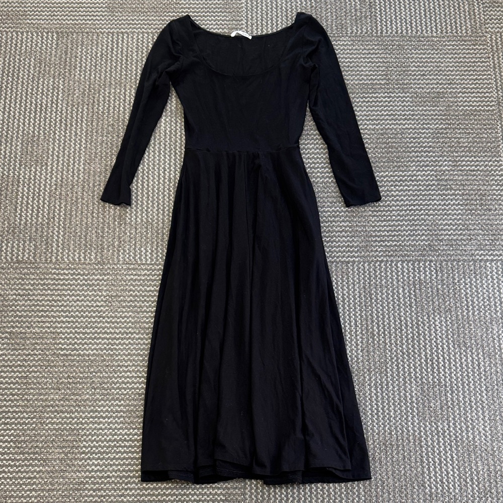 Reformation Lou Stretch Fit & Flare Black Midi Long Sleeve Dress, size S - Picture 3 of 6